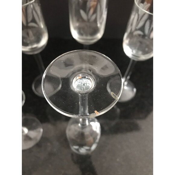 Vintage 1970's Frosted Tulip Decanter Pitcher & 6 Matching Liqueur Long Stemmed - Picture 10 of 10